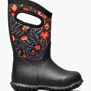 Bogs Kids' Black and Orange Floral Boots
